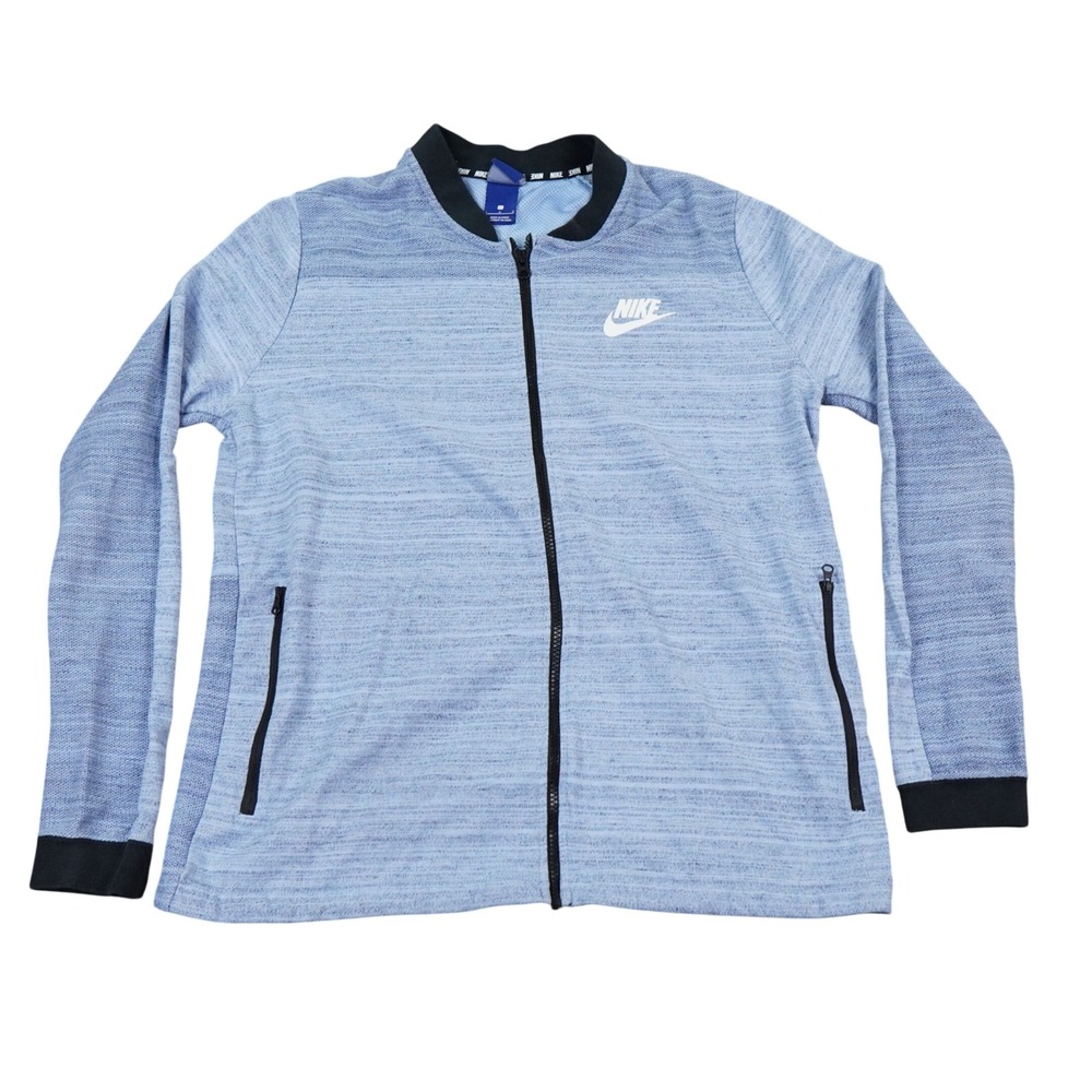 Nike Advance 15 ADV15 Track Jacket Men Large Blue Space Dye Full Zip Raglan Logo